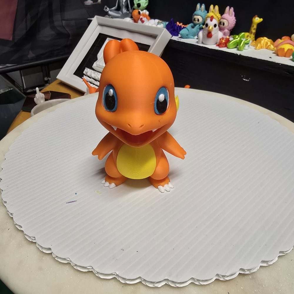 Chibi Fire Lizard Figure, Orange Anime-Style Collectible
