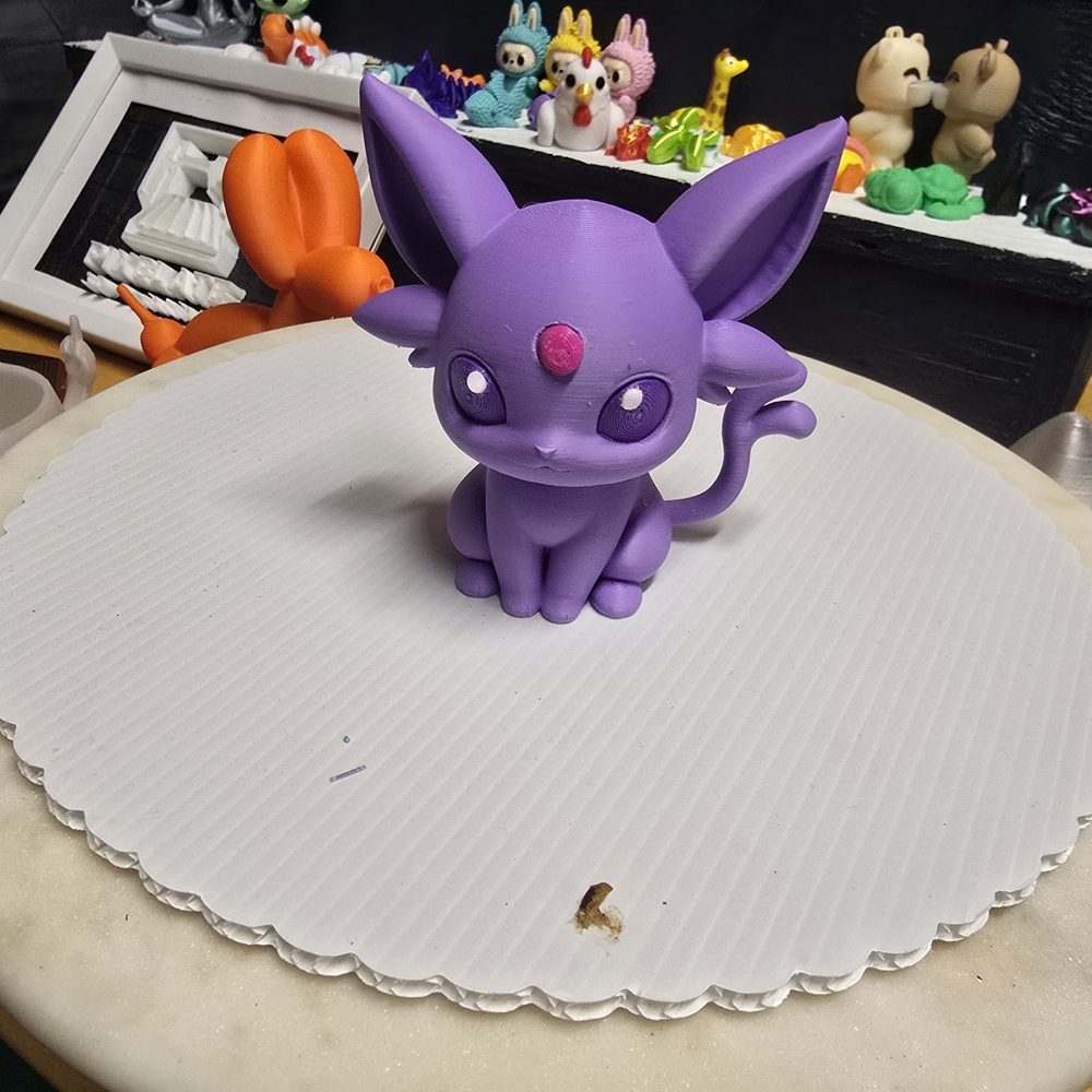 Chibi Psychic Cat Figure, Purple Anime-Style Collectible