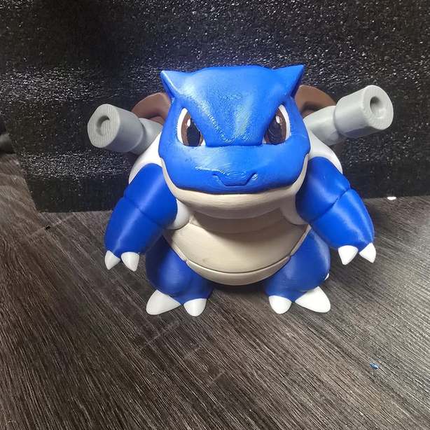 Blue Turtle Cannon Figure, 6 Inch 3D Printed Anime-Style Statue