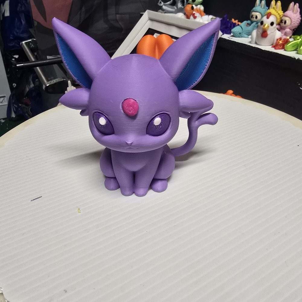 Chibi Psychic Cat Figure, 2nd Pose, Purple Anime-Style Collectible