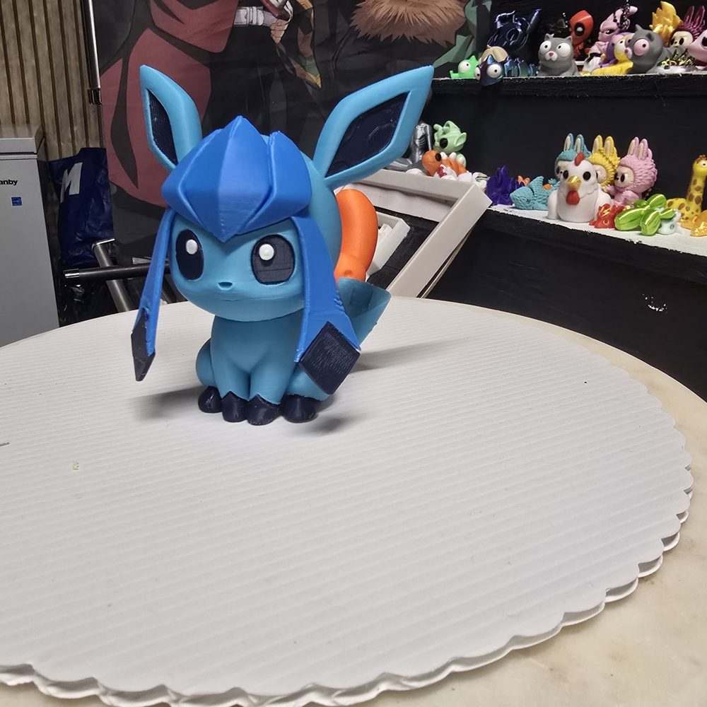 Chibi Ice Fox Figure, Blue Anime-Style Collectible
