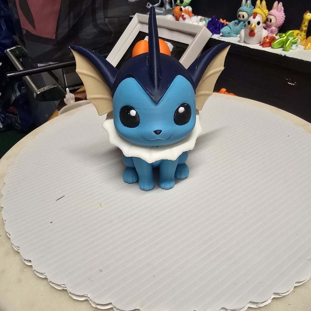 Chibi Water Fox Figure, Blue Anime-Style Collectible