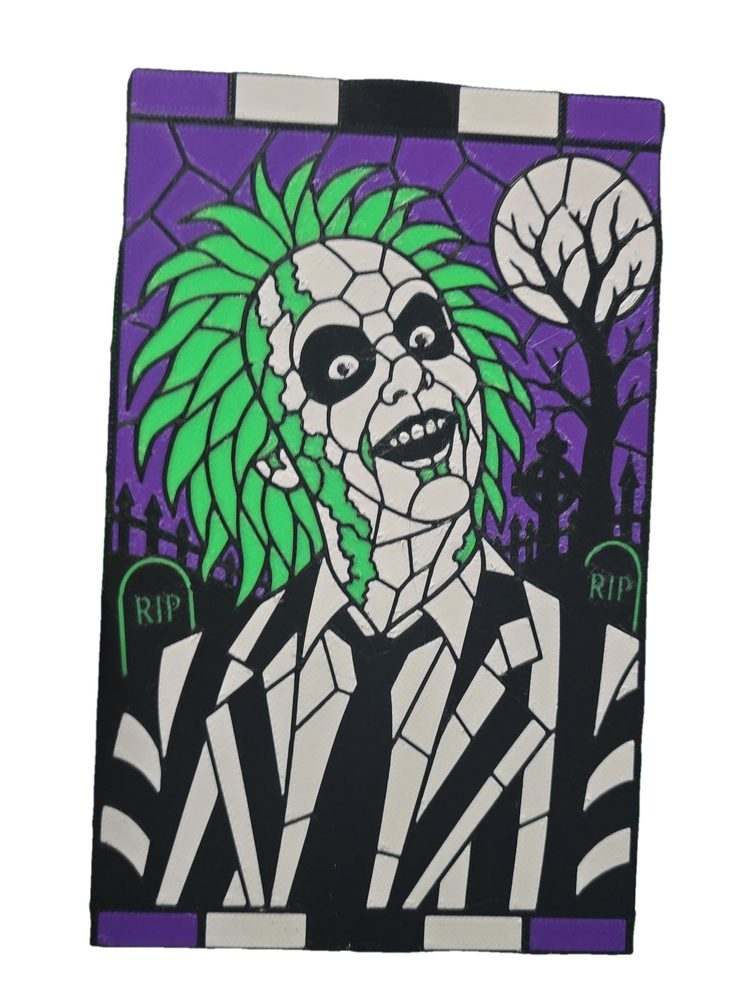Gothic Ghost Portrait Wall Art, Stained Glass Style 3D Print