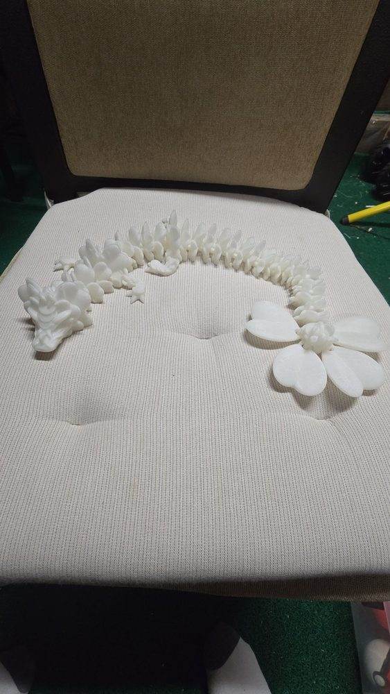Glow-in-the-Dark White Dragon, Large Articulated 3D Printed Dragon