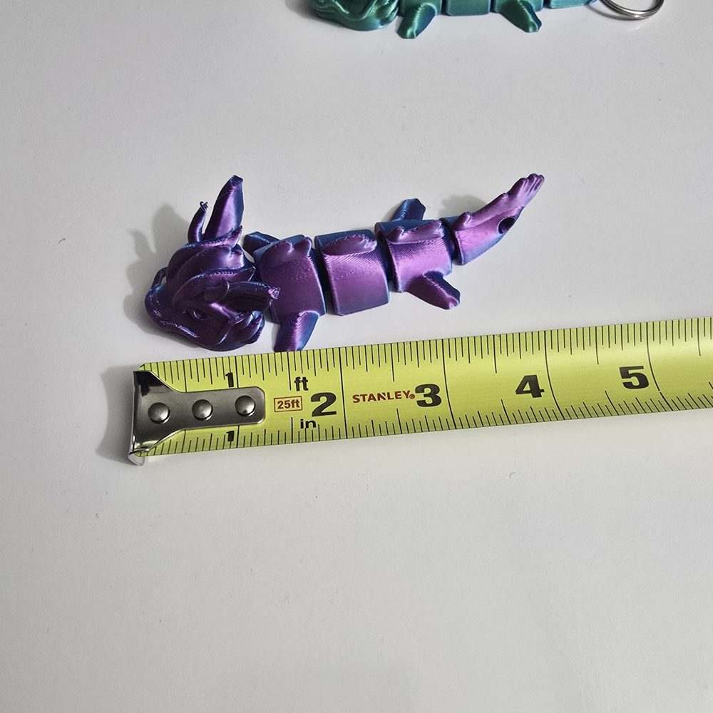 Small Purple Articulated Dragon, 3D Printed Mini Flexible Dragon
