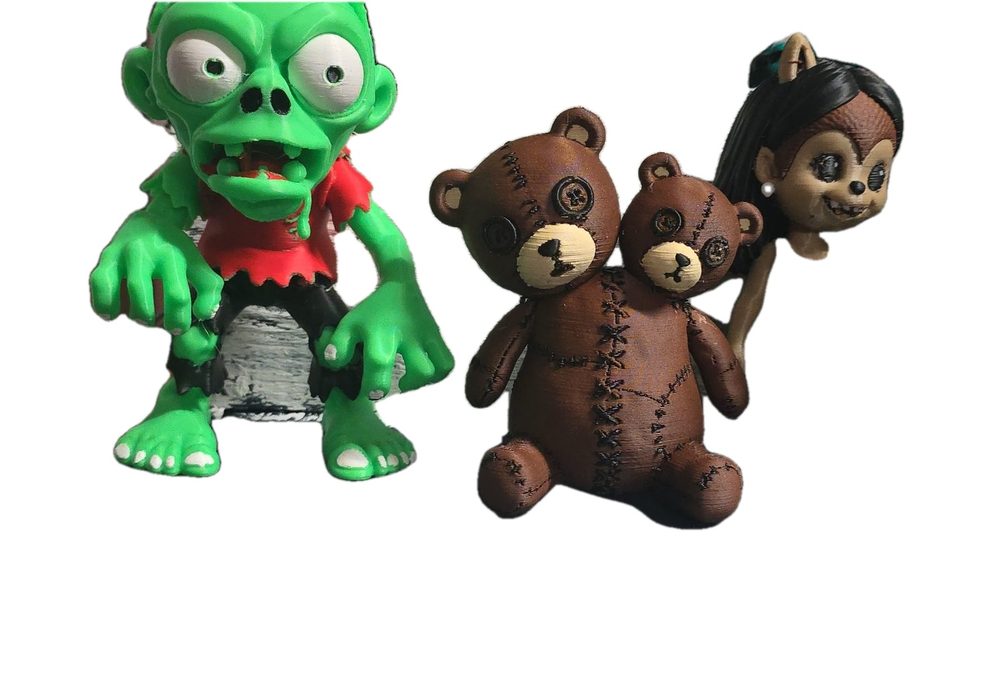 Horror Figurine Trio Set, Zombie, Stitched Teddy & Monster Figures