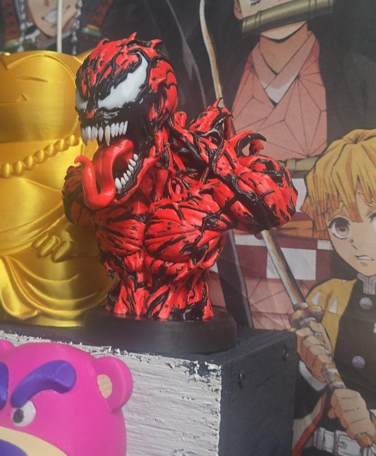 Red Symbiote Bust, 3D Printed Comic-Style Villain Figure