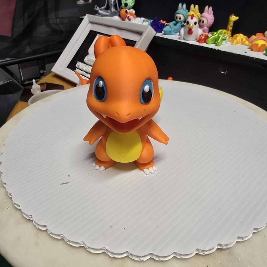 Chibi Fire Lizard Figure, Orange Anime-Style Collectible