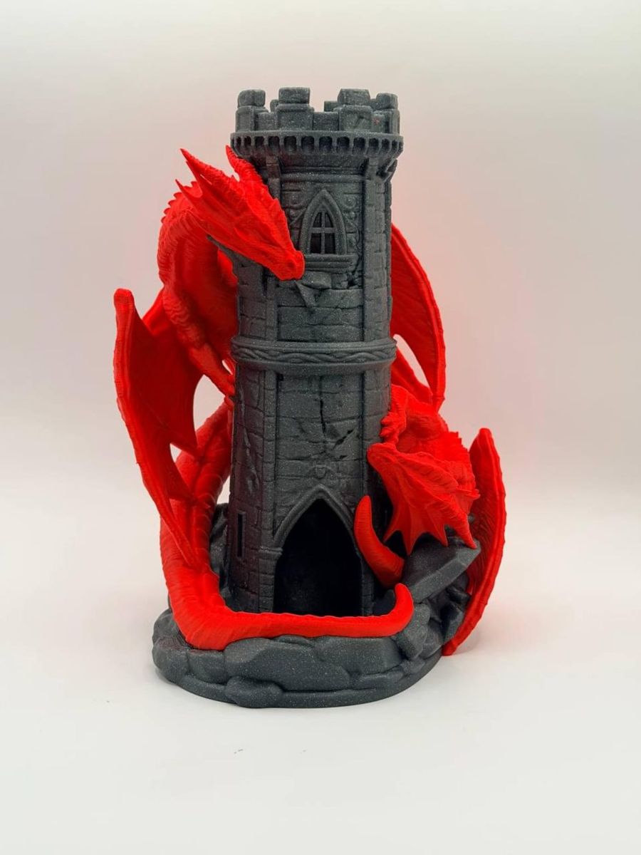 Dragon Tower, 3D Printed Spiral Dragon Dice Tower / Decor