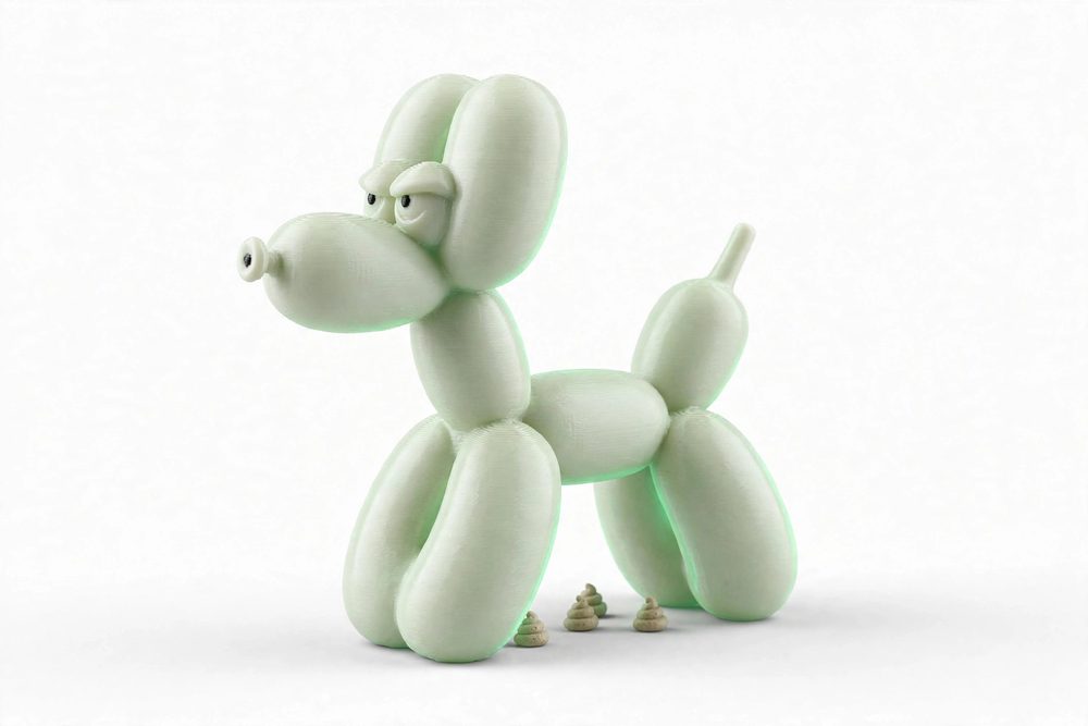 Glow-in-the-Dark Pooping Balloon Dog, 3D Printed Funny Prank Figure