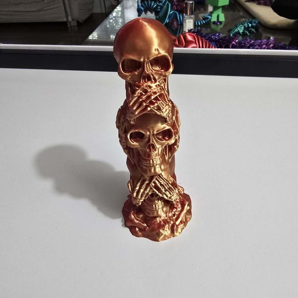 Skull Totem Fidget, 3D Printed Articulated Skull Toy