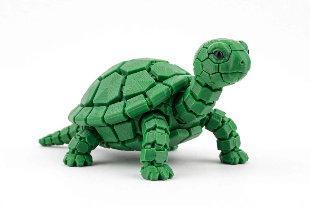 Articulated Turtle Fidget, 3D Printed Flexible Turtle Toy